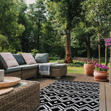 Outdoor Living Patio Rug Black and White Minstrel Eco PET Rug Revers. The Outdoor Living company