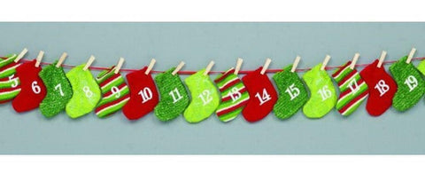 Premier Christmas Stockings Fabric Advent Calendar Garland & Pockets for Treats - Retail ABC - Branded Goods - Discount Prices