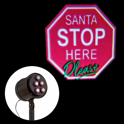 Outdoor LED Santa Stop Here Sign Christmas Projector Spike Light Xmas Decoration Premier