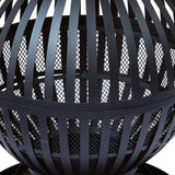 Black Metal Sphere Fire Pit Height 52cm Diameter 44cm Mesh Tray Outdoor Garden Premier