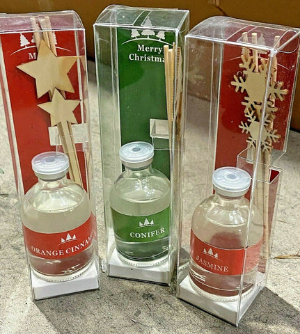 Premier 3 Pack Conifer, Orange Cinnamon, Jasmine Scented Christmas Reed Diffuser - Retail ABC - Branded Goods - Discount Prices
