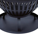 Black Metal Sphere Fire Pit Height 52cm Diameter 44cm Mesh Tray Outdoor Garden Premier