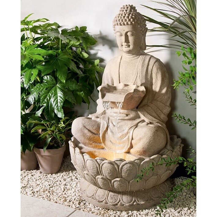 Large Buddha Water Feature Mains Powered Fountain with LED Lights