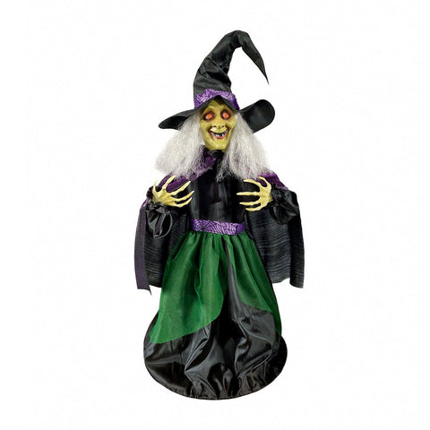 PREMIER 85CM sound activated animated standing witch with lights and s ...